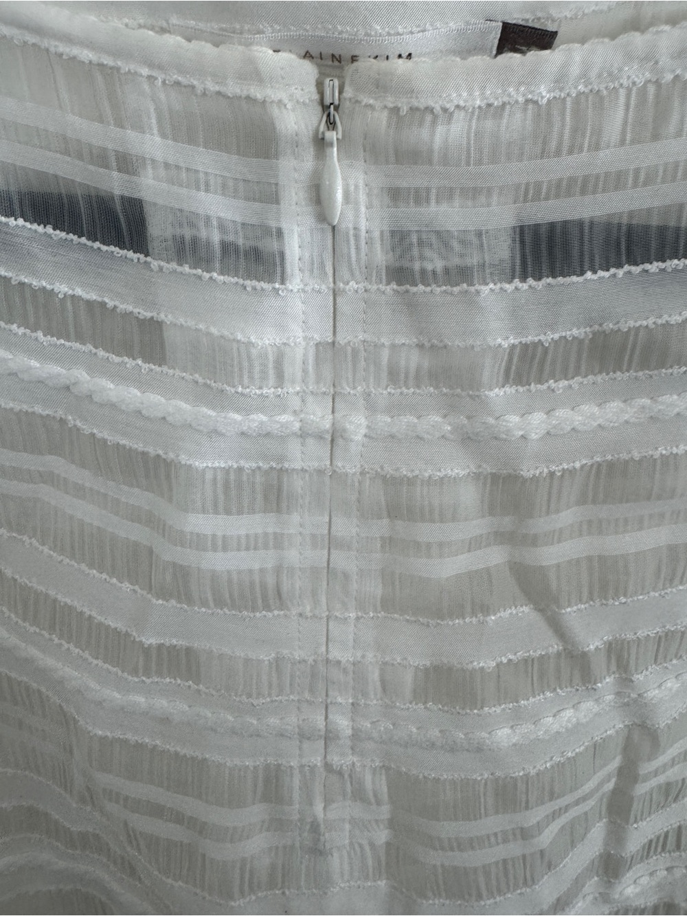 ELAINE KIM sheer cream, long sleeve, zip front top size medium - Picture 2 of 5